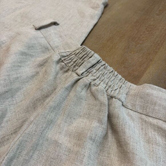 Faithful The Brand Linen Pants Pleated Stretch Waist High Rise Size 8 Natural - Picture 8 of 16